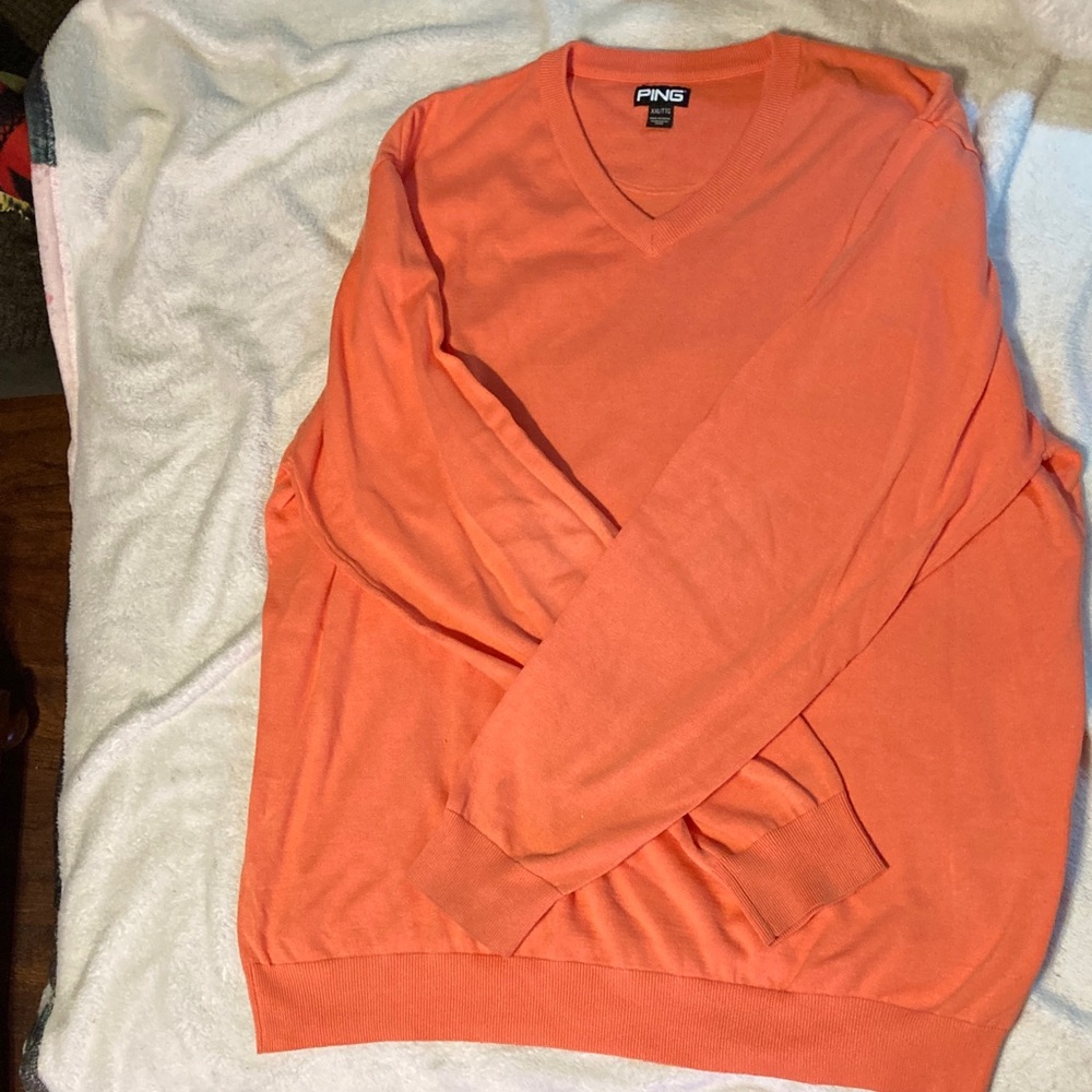 Ping Men's V-Neck Sweater in Vibrant Orange